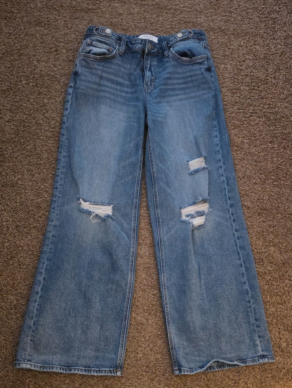 VERVET BY FLYING MONKEY Light Blue Wide Leg Distressed Jeans